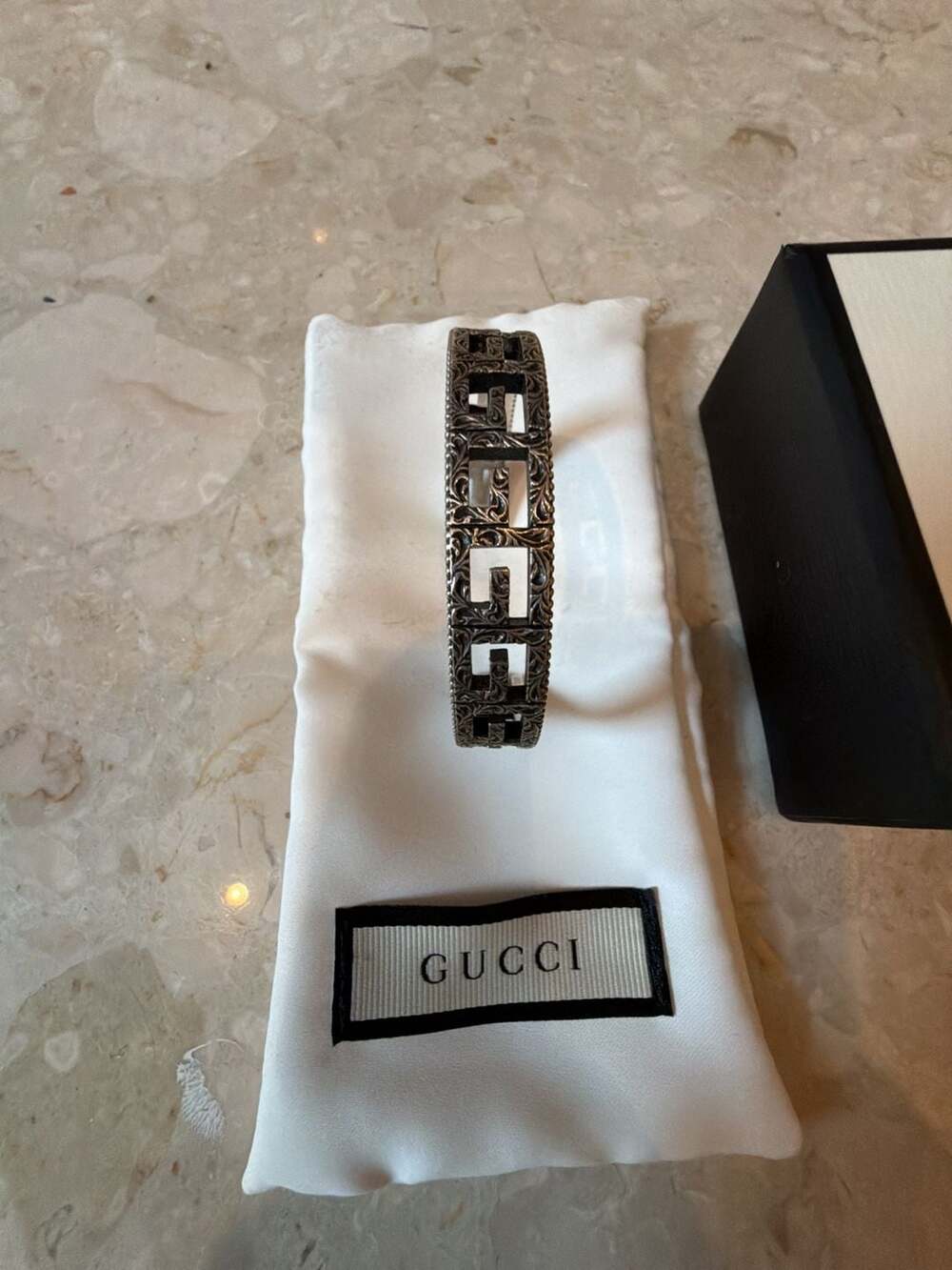 Gucci Interlocking G Sterling Silver Cuff Bracelet
